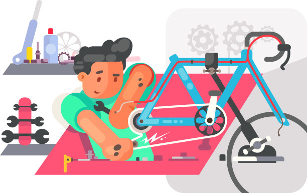男孩修理自行车图片下载