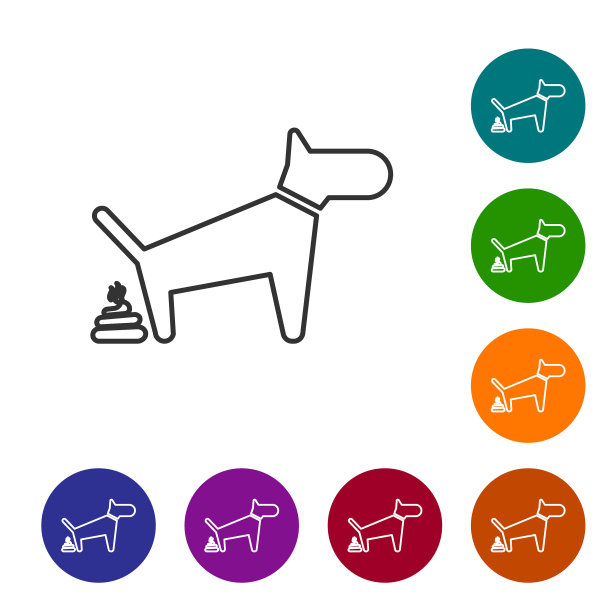 灰色的狗大便线图标孤立在白色上图片下载