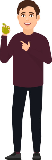 那个人拿着一个青苹果，上面写着图片下载