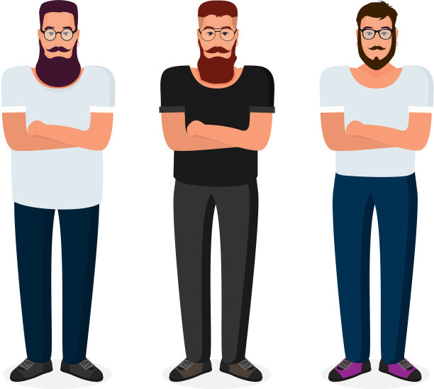 扁平的卡通潮人角色图片下载