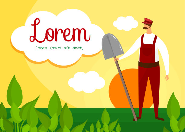 留着胡子，穿着农民装的男人，手里拿着一把大铲子图片下载