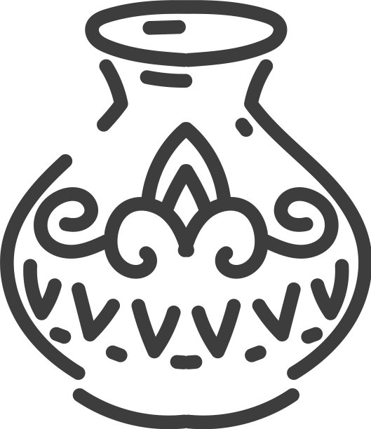 古色古香的花瓶有图案扁平的轮廓图标图片下载
