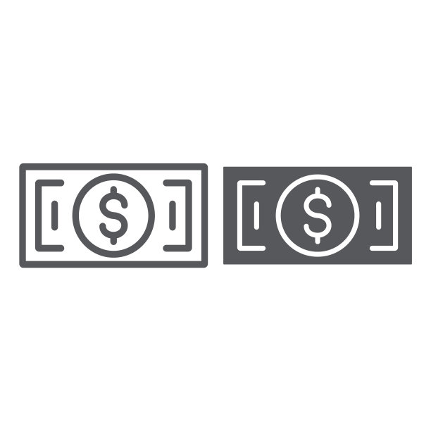 纸币线条和符号图标现金和货币图片下载