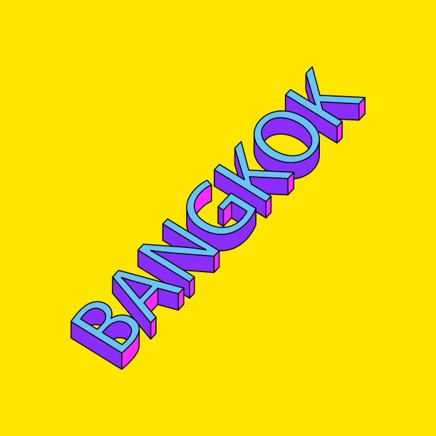 曼谷文字与3d等距效果图片下载