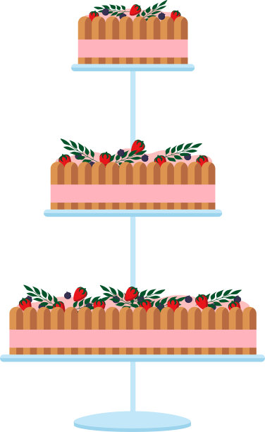可爱的婚礼蛋糕与花卉装饰图片下载