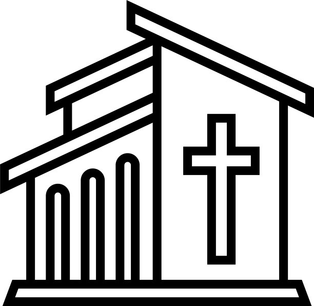 天主教寺庙图标轮廓风格图片下载