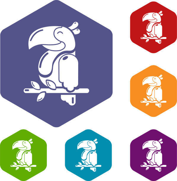 鹦鹉图标六面体图片下载