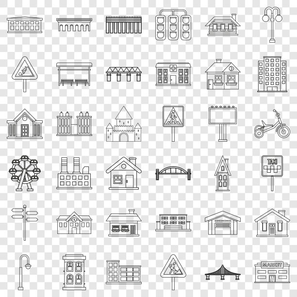 市中心图标设置轮廓风格图片下载