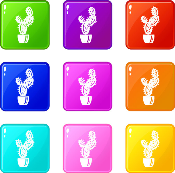 刺仙人掌图标设置9颜色收集图片下载