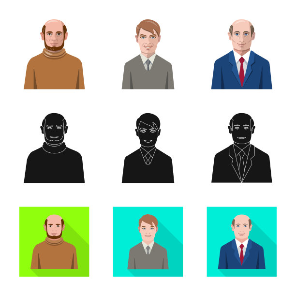 孤立对象发型和职业标志图片下载