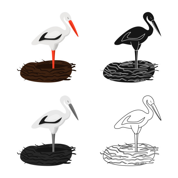 设计鹳和鸟符号套图片下载