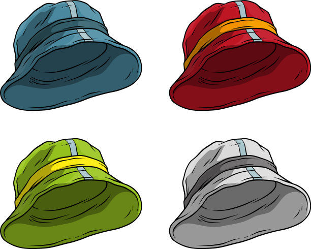 卡通巴拿马帽或帽的图标设置图片下载