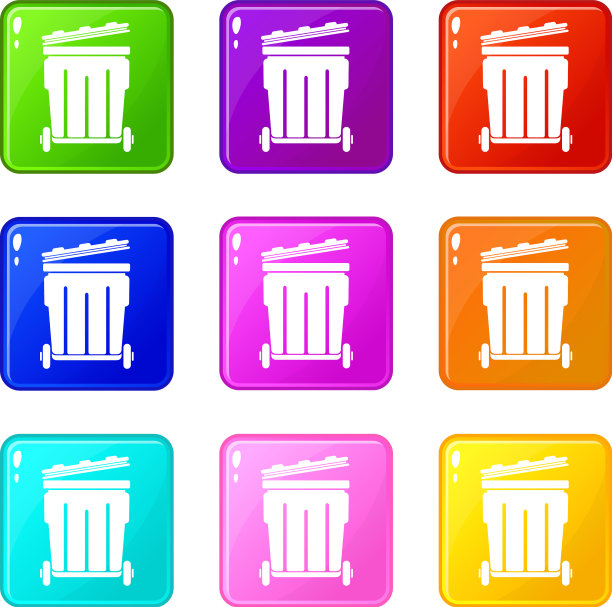 街道容器图标集9个颜色收集图片下载