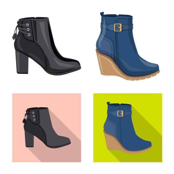 孤立对象鞋类和女性图标集图片下载