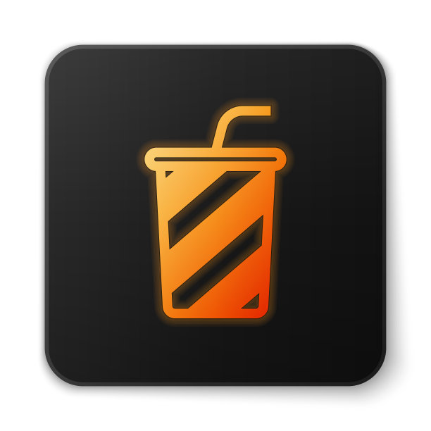 橙色发光玻璃与水图标隔离图片下载