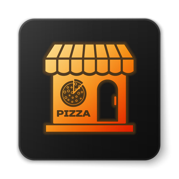 橙色发光的披萨建筑立面图标图片下载