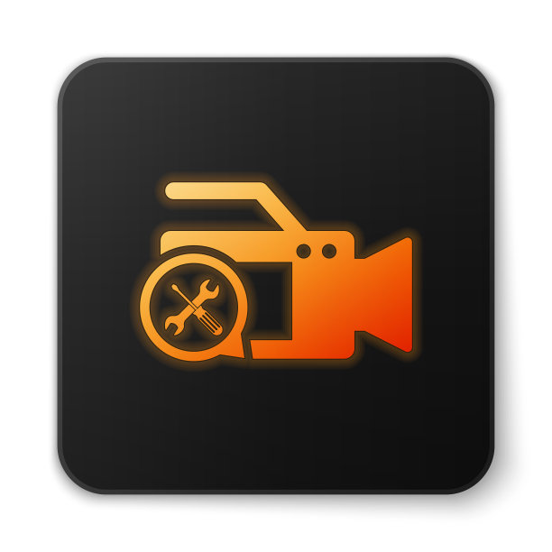 橙色发光的摄像机，螺丝刀和图片下载