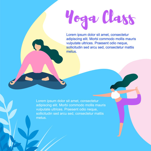 卡通女性在瑜伽课上锻炼和冥想图片下载