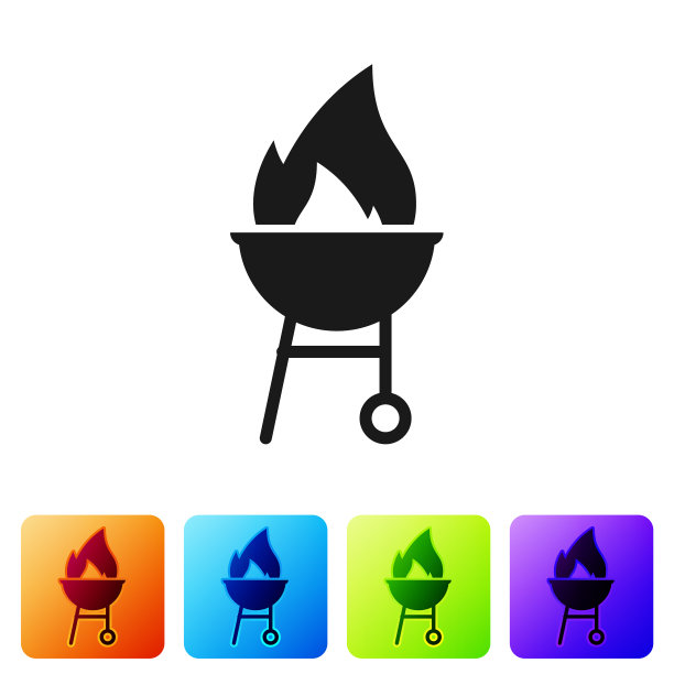 黑色烧烤架图标孤立在白色图片下载