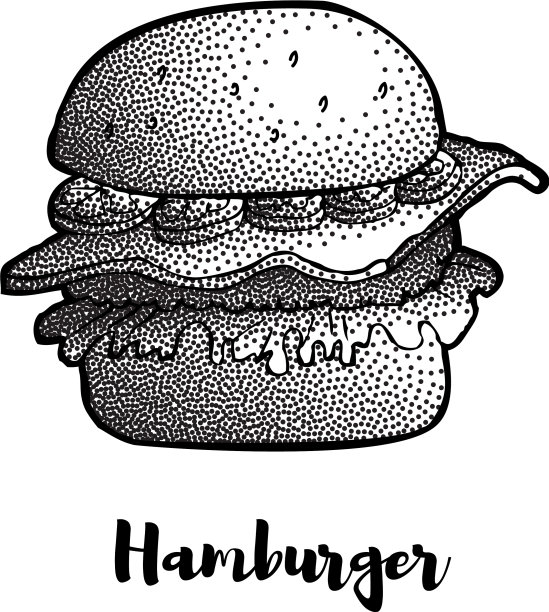 手绘汉堡芝士汉堡图片下载
