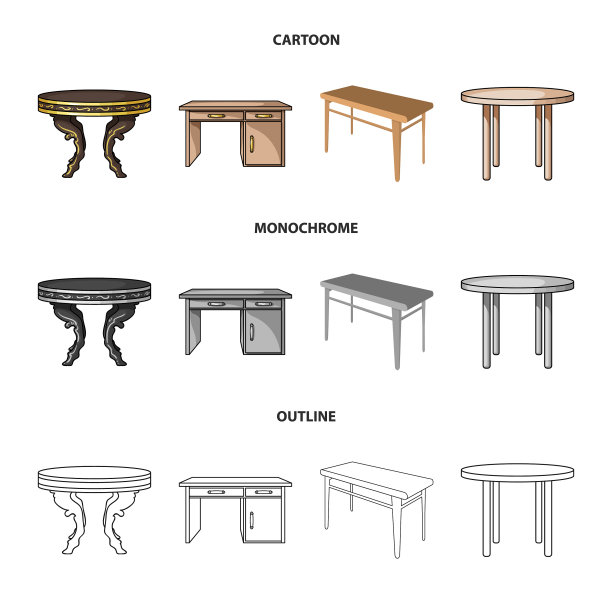 孤立对象表和木制符号集图片下载