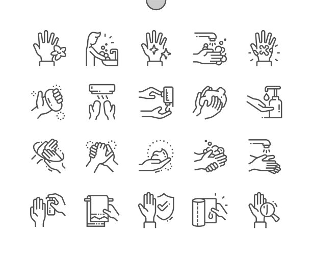 手卫生细线图标图片下载