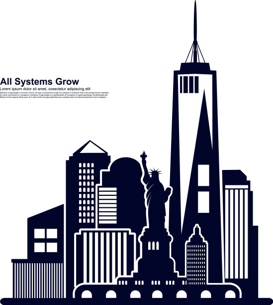 现代城市的天际线，城市的剪影图片下载