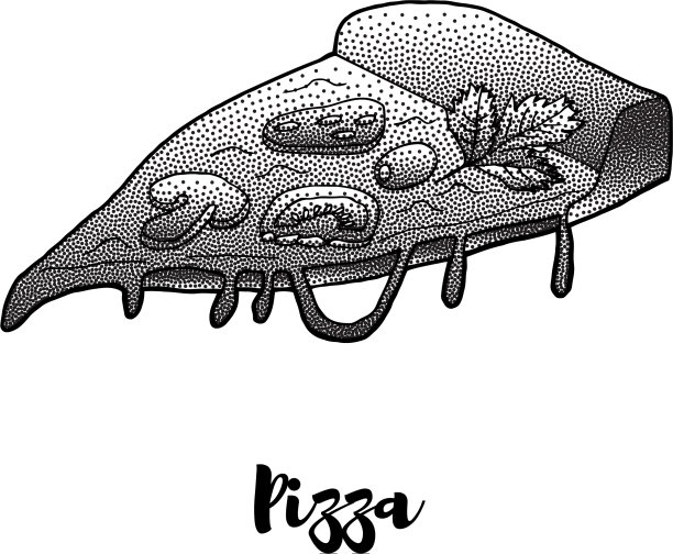 手绘的美味披萨涂鸦图片下载