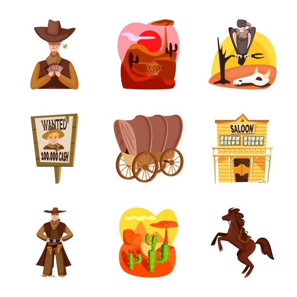 设计狂野与西部标志集狂野图片下载