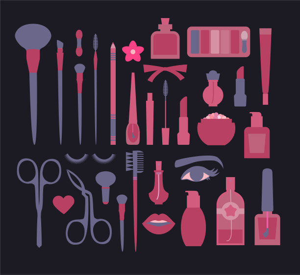 化妆和装饰化妆品平设刷头图片下载