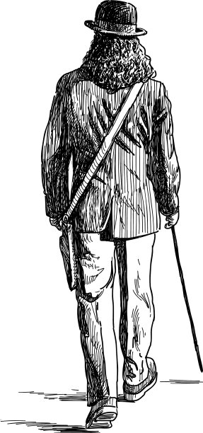 戴着帽子走路的人图片下载