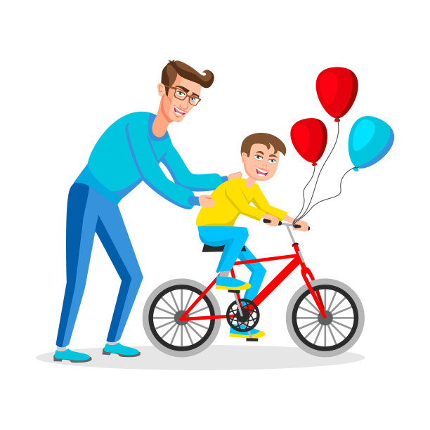 父亲教儿子骑自行车图片下载