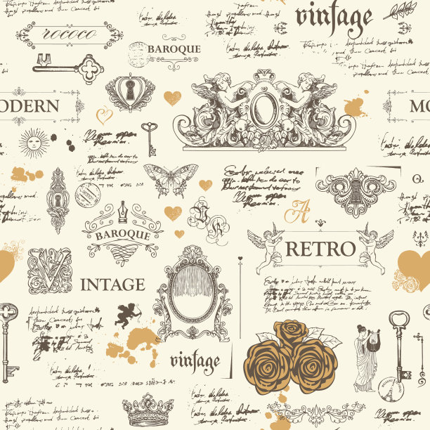 抽象无缝图案与草图和笔记图片下载