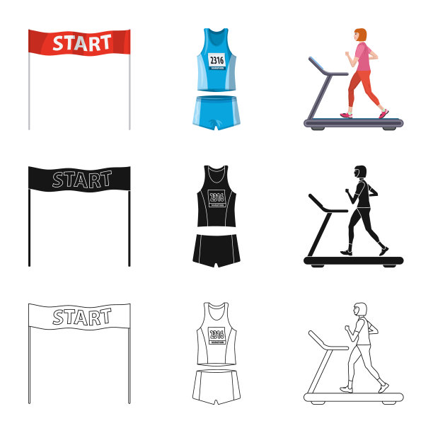 孤立物体运动和胜利者标志的集合图片下载