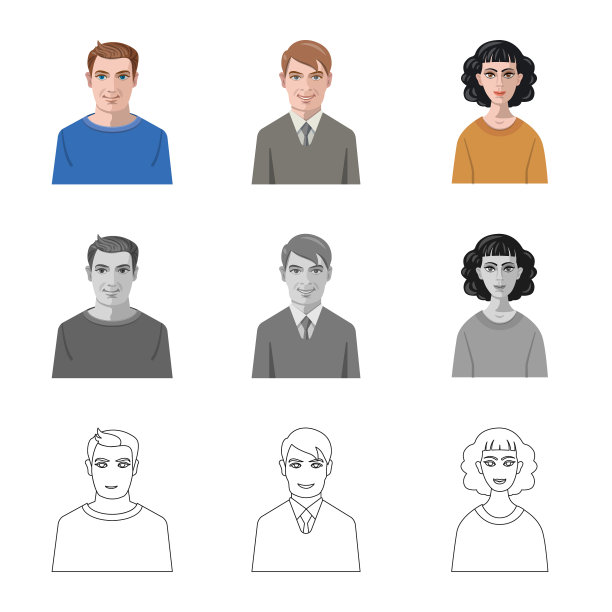 孤立的对象发型和职业图标图片下载