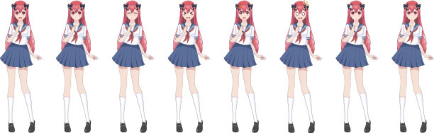 动漫女学生穿着水手服蓝色裙子图片下载