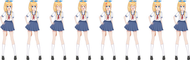 动漫女学生穿着水手服蓝色裙子图片下载