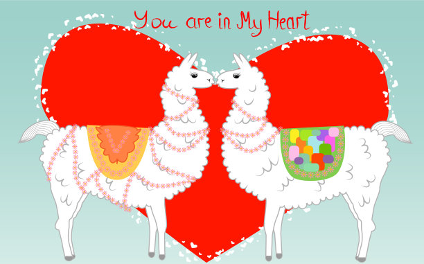 两对恋人亲吻着被包围的心图片下载