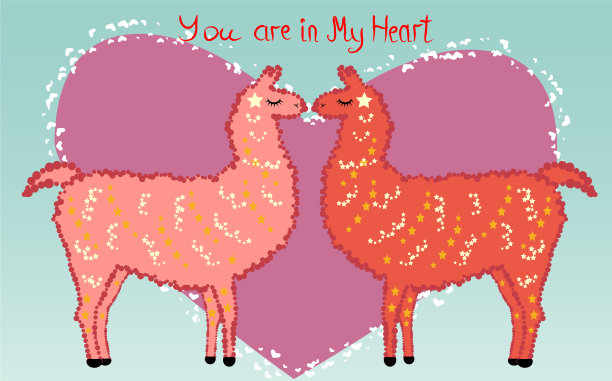 两对恋人亲吻着被包围的心图片下载