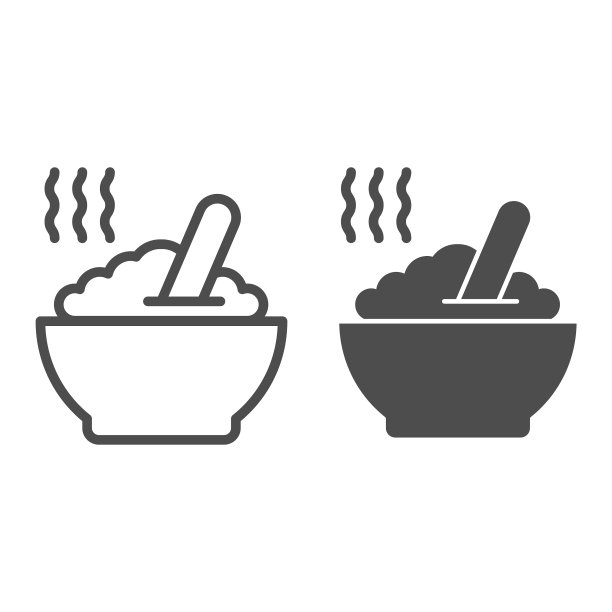 粥线和热菜图标字形图片下载