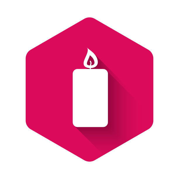 白色燃烧的蜡烛图标孤立与长图片下载