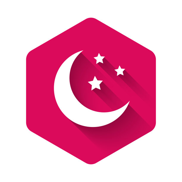 白色的月亮和星星，图标孤立与长图片下载