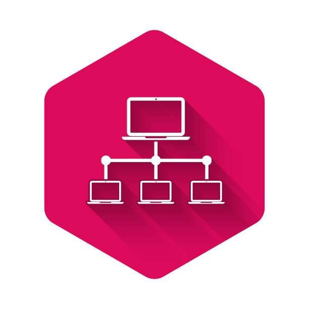 白色电脑网络图标与长隔离图片下载