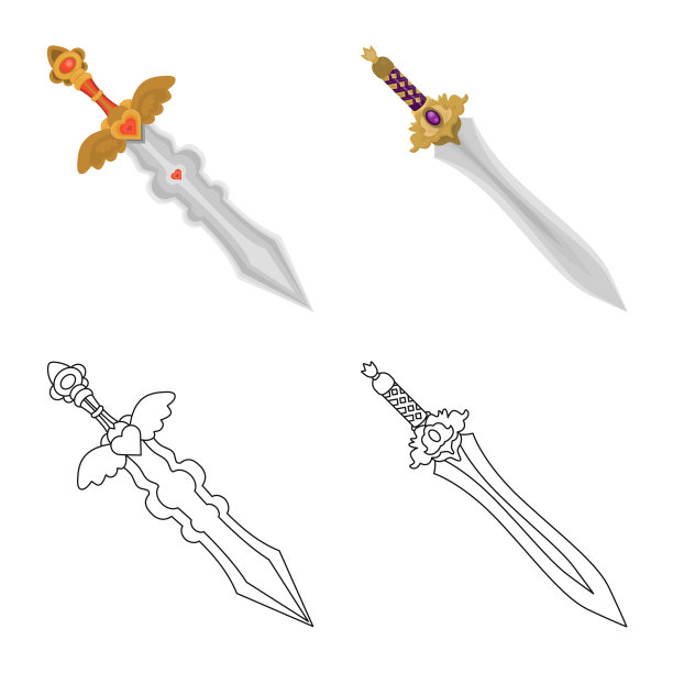 孤立的对象游戏和盔甲的图标集图片下载