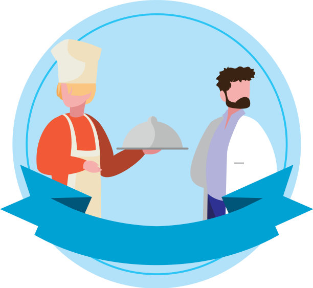 一对专业工人与缎带框架图片下载