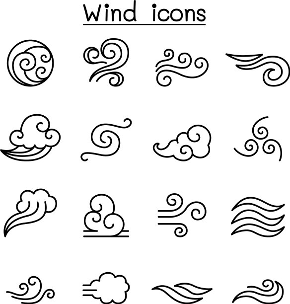风图标设置在细线风格图片下载