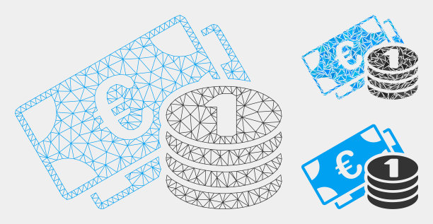 欧元现金网格2d模型和三角形马赛克图片下载