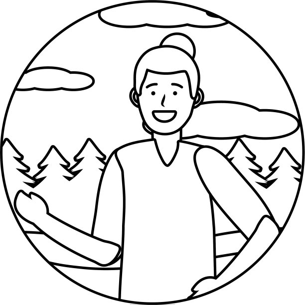 男人肖像头像圆形图标黑白图片下载