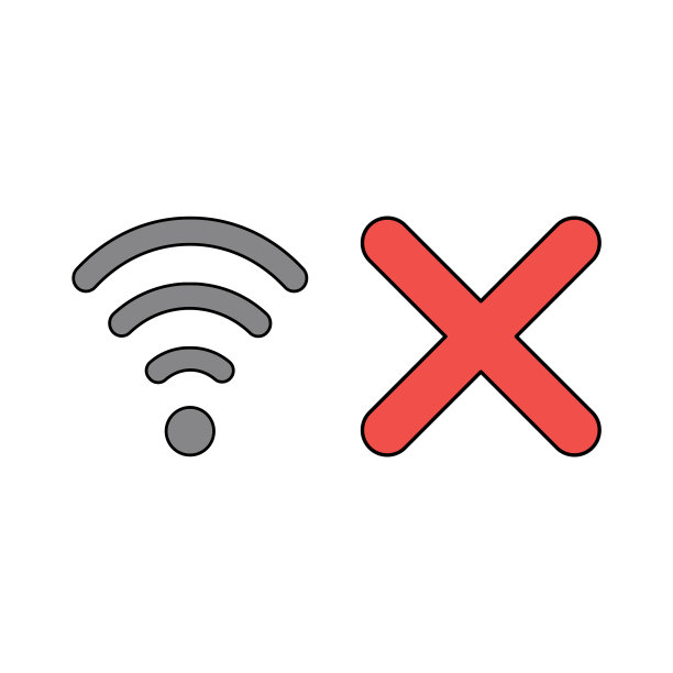 无线网络符号和X标记图标图片下载