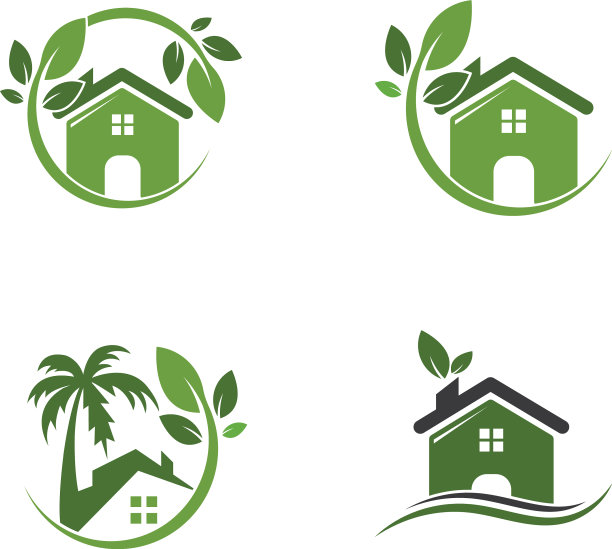 绿色房子的标志图片下载